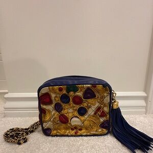 Chanel Silk Gripoix Vintage Jewel Print Bag with Tassel